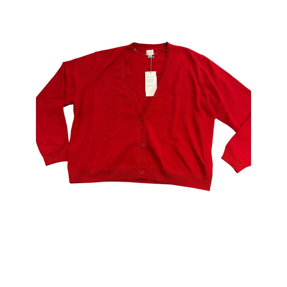 A New Day Women's Red Super Soft Long Sleeve Button Up Cardigan - Size XL - NWT